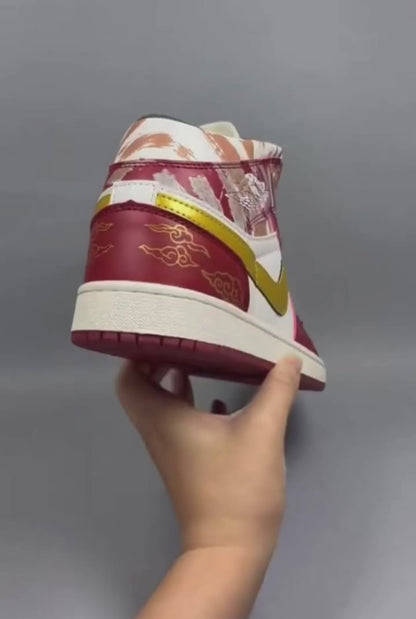 ☁️🧧🐉 Air Jordan 1 Mid Custom Red Chinese New Year🐲🔥 🇨🇳 [$315 on Etsy]