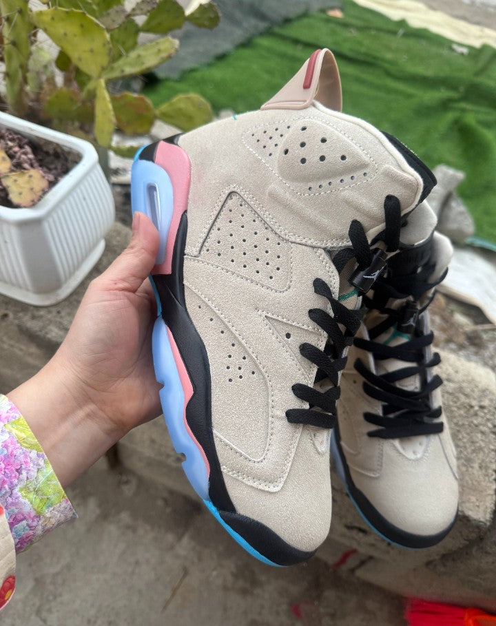 A Ma Maniere x Air Jordan 6 Retro Shoes Brwn + Blue