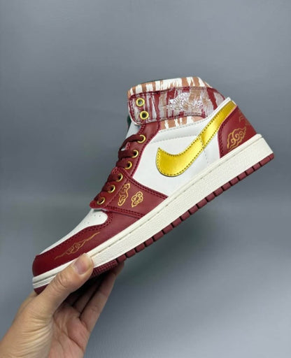 ☁️🧧🐉 Air Jordan 1 Mid Custom Red Chinese New Year🐲🔥 🇨🇳 [$315 on Etsy]