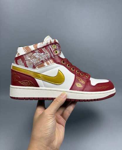 ☁️🧧🐉 Air Jordan 1 Mid Custom Red Chinese New Year🐲🔥 🇨🇳 [$315 on Etsy]